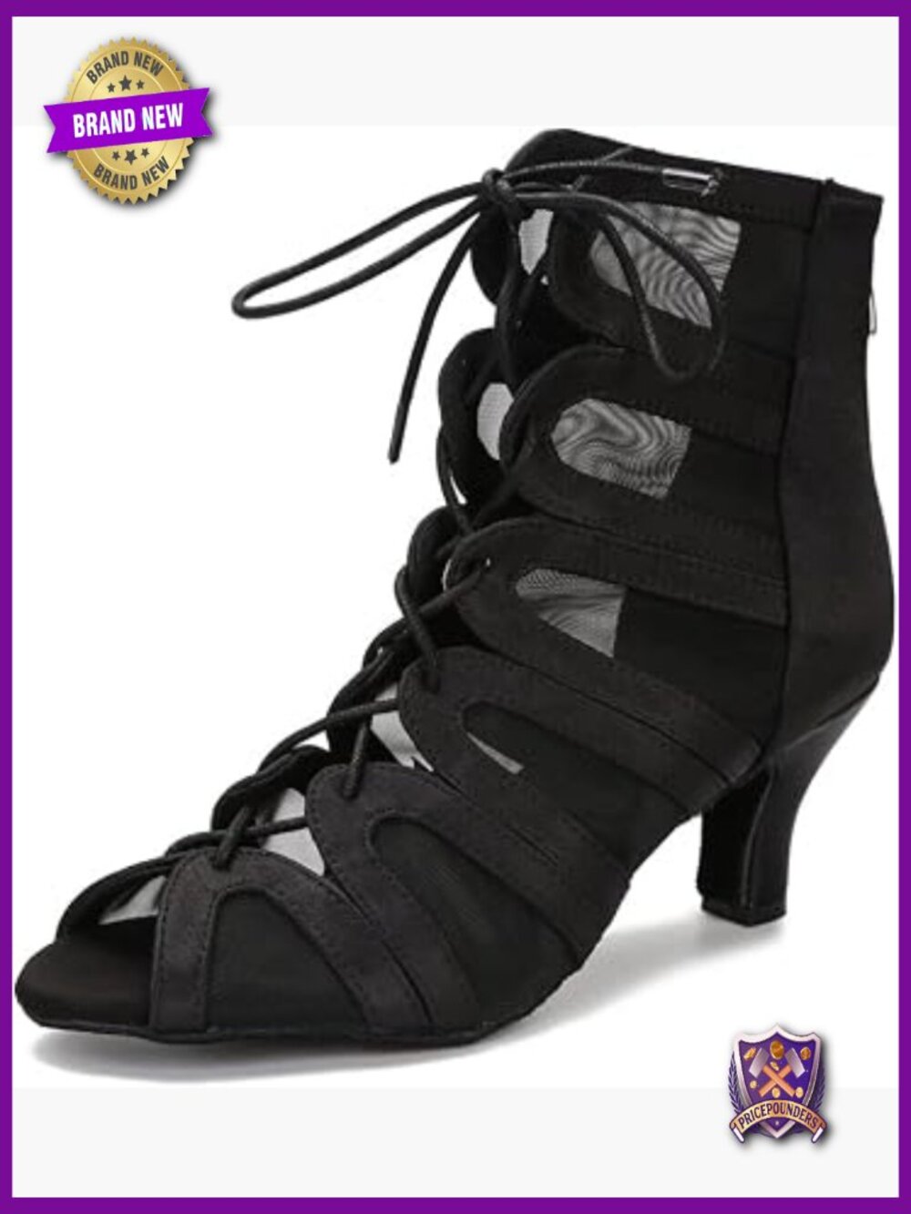 Women's Ballroom Latin Dance Boots with Heel Zipper Closure